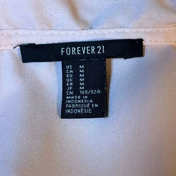 Forever 21 Women's Pink High Low Button Down Pleated Sleeveless Blouse - Picture 6 of 7